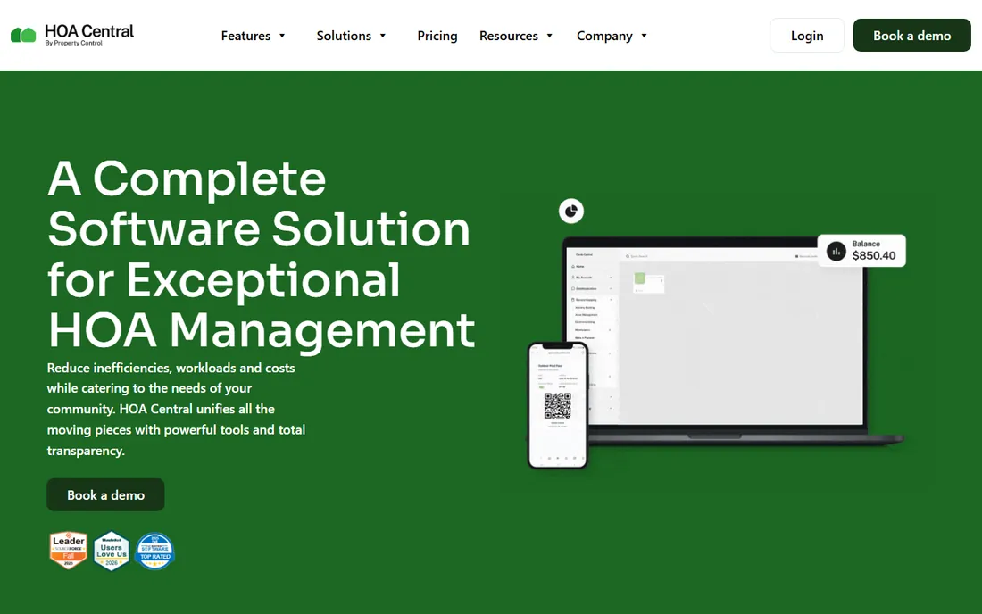 HOA Central homepage