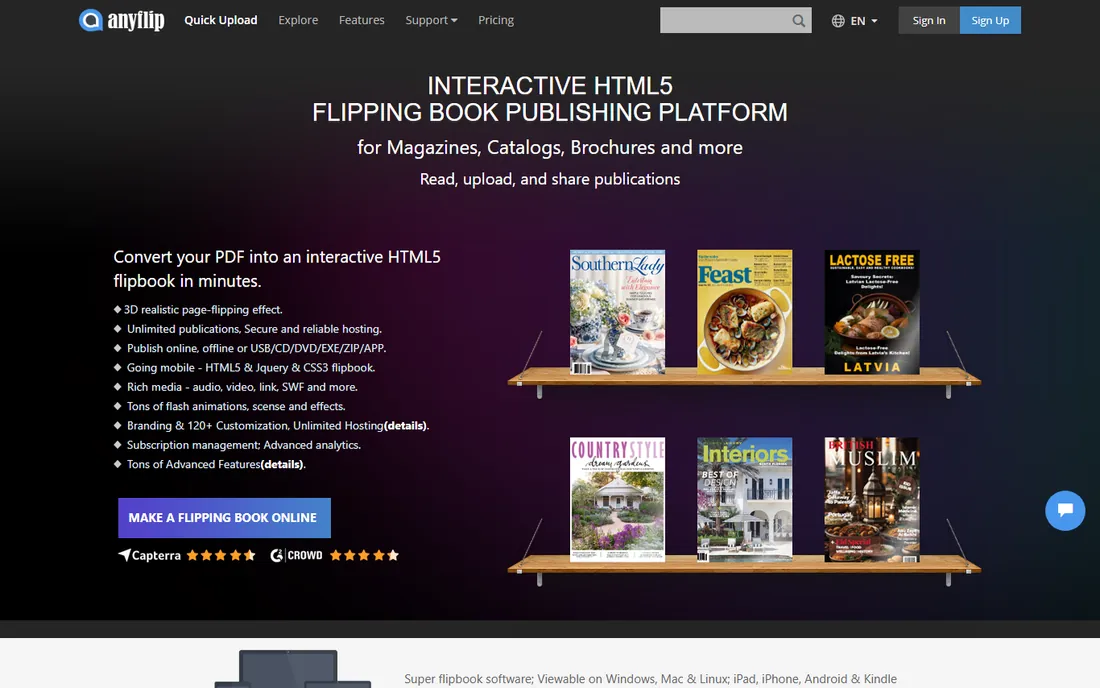 AnyFlip homepage
