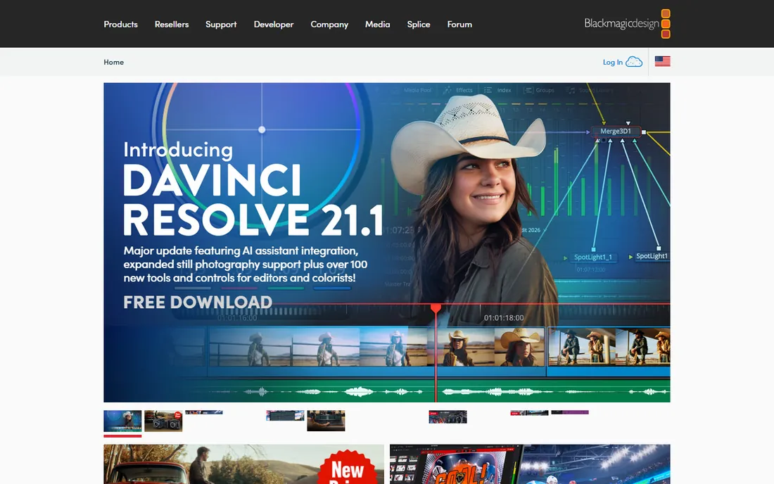 DaVinci Resolve homepage