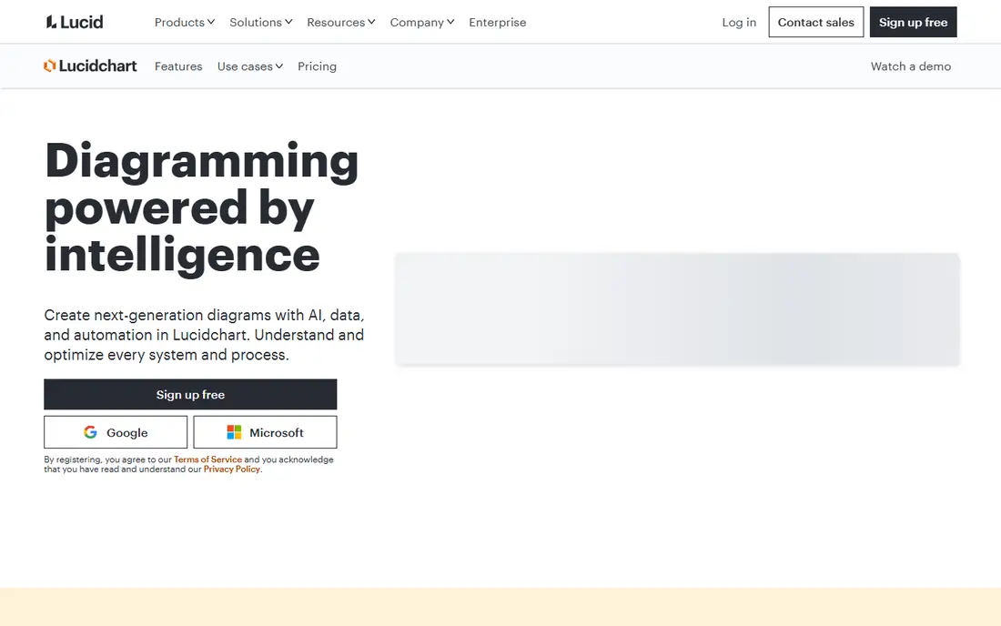 Lucidchart homepage