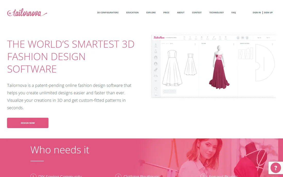 Tailornova homepage