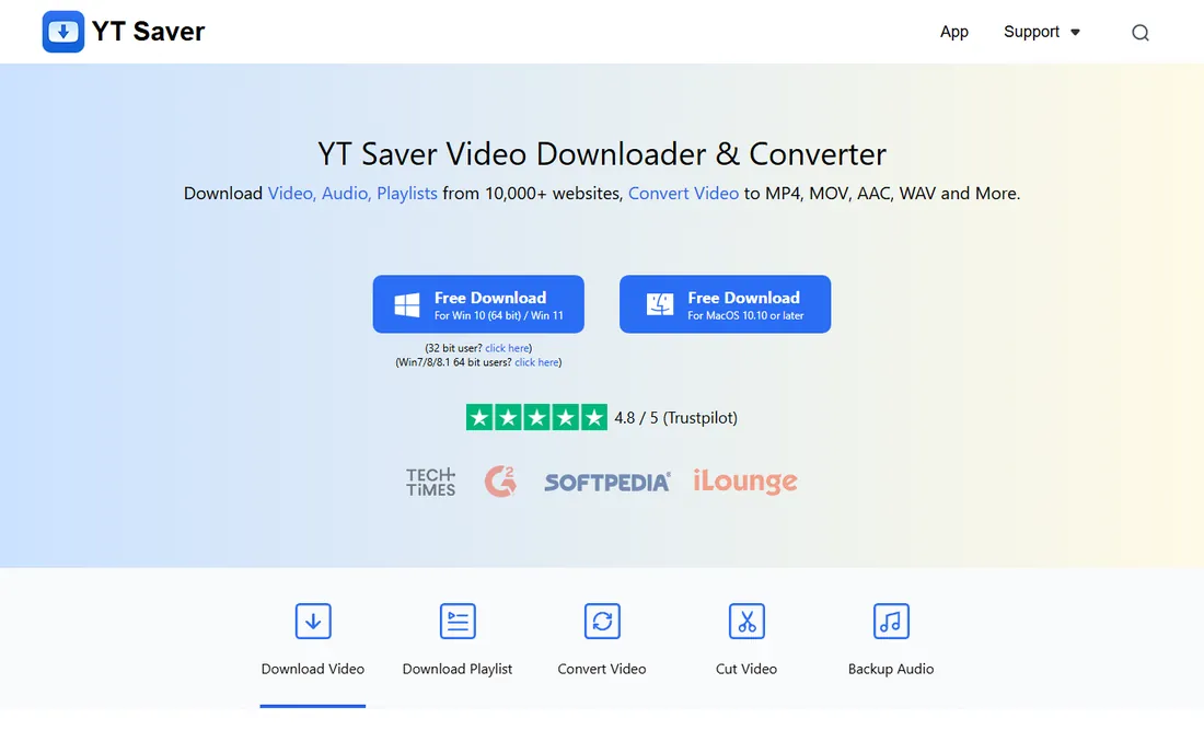 YT Saver homepage