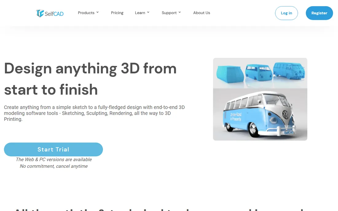 SelfCAD homepage