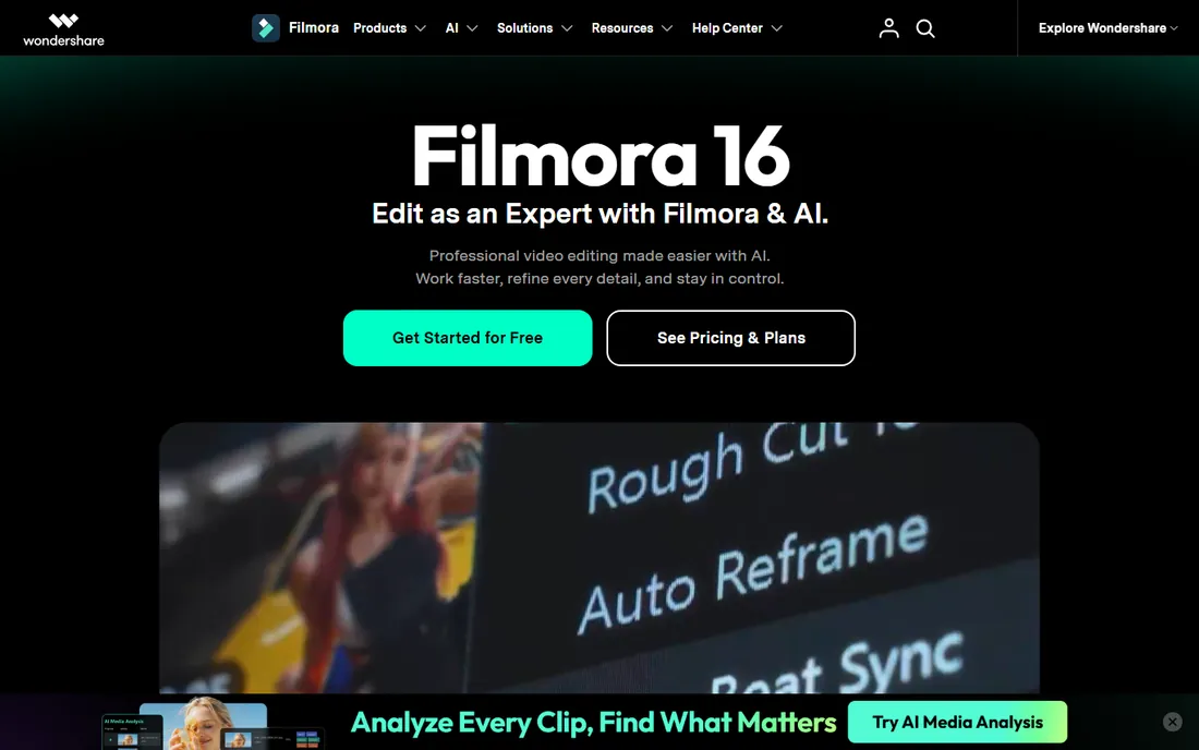 Filmora homepage
