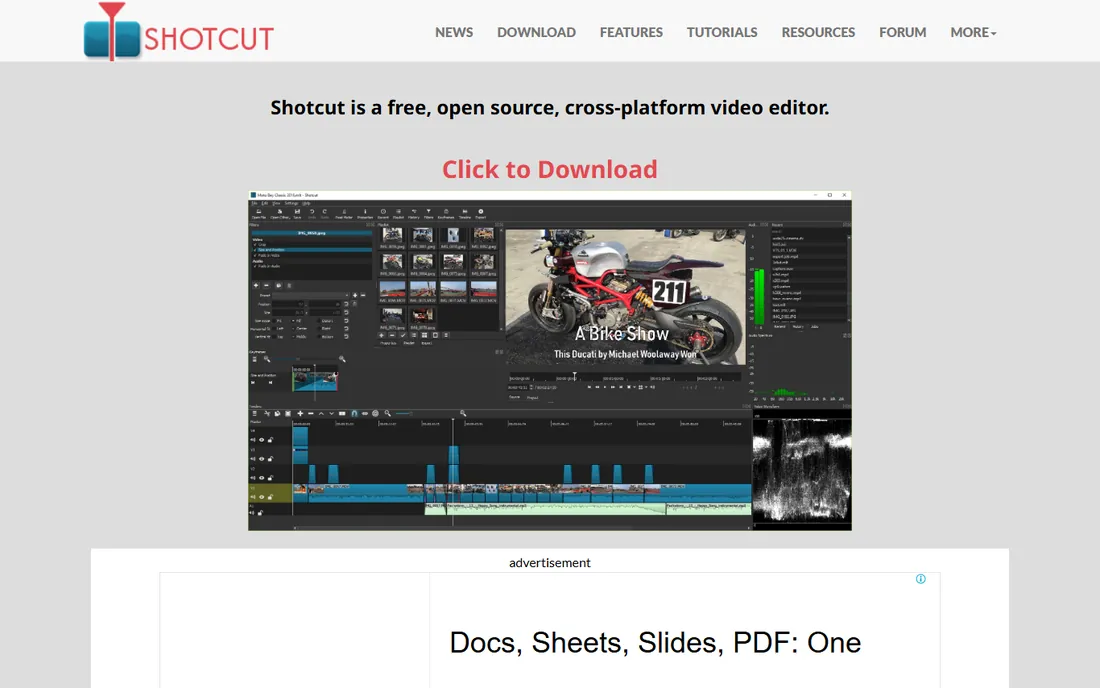 Shotcut homepage