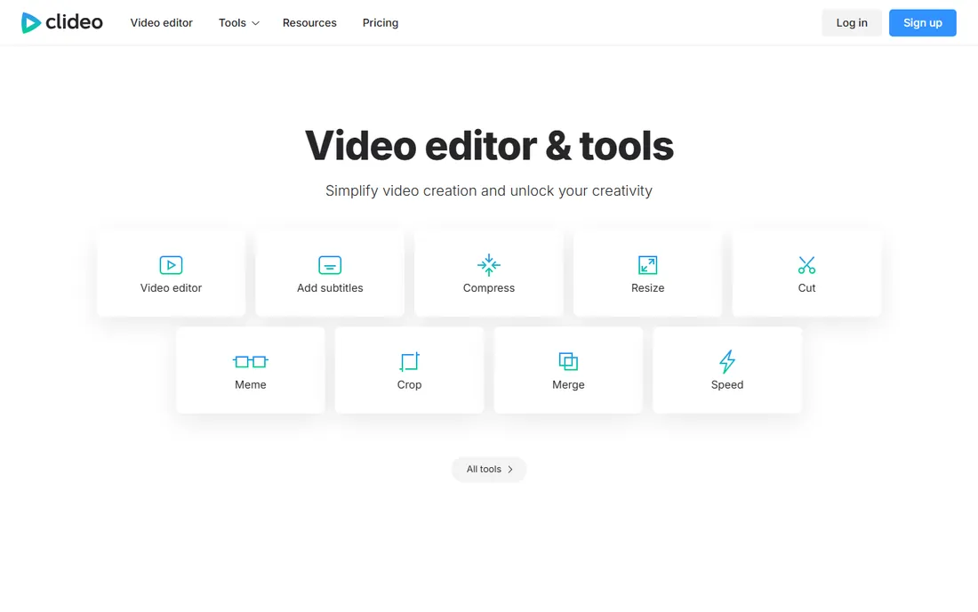 Clideo homepage