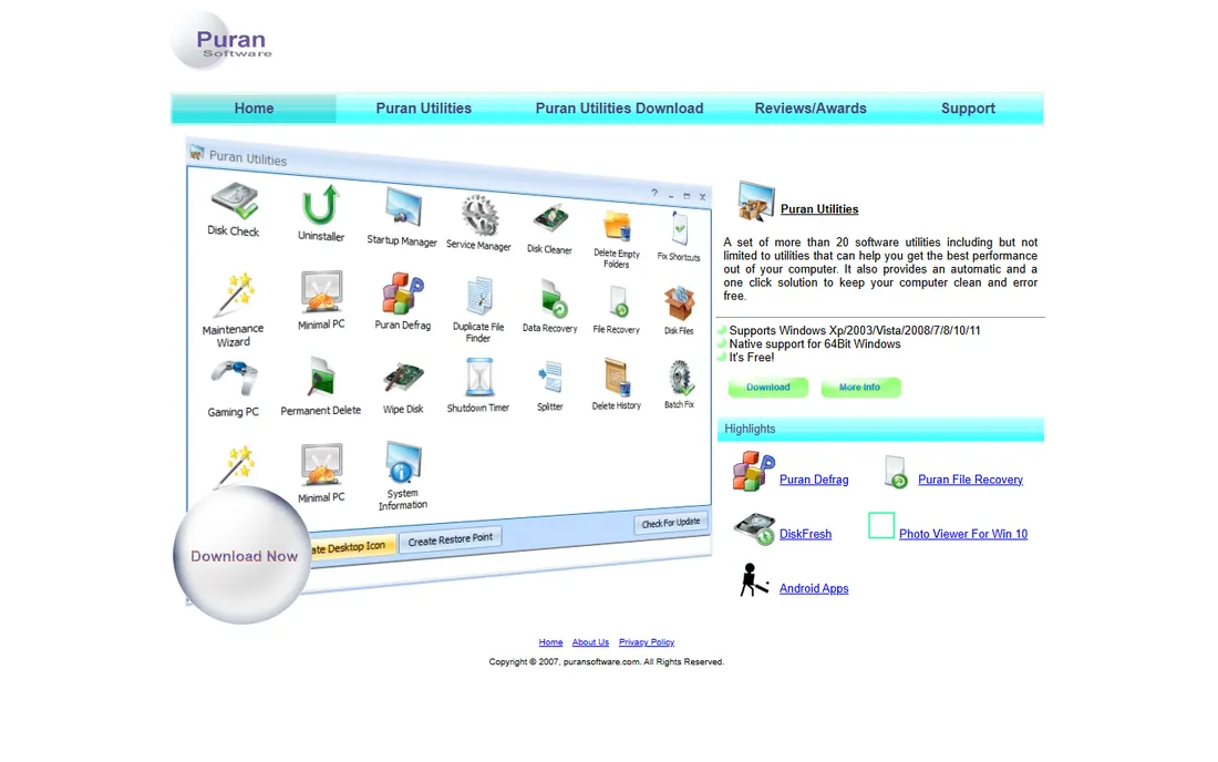 Puran File Recovery homepage