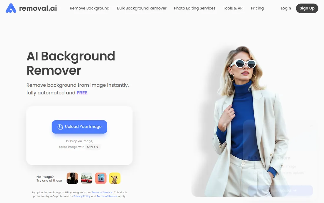 Removal.AI homepage