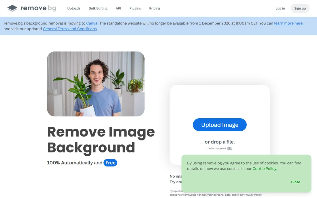 remove.bg homepage