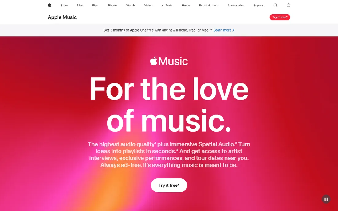 Apple Music homepage