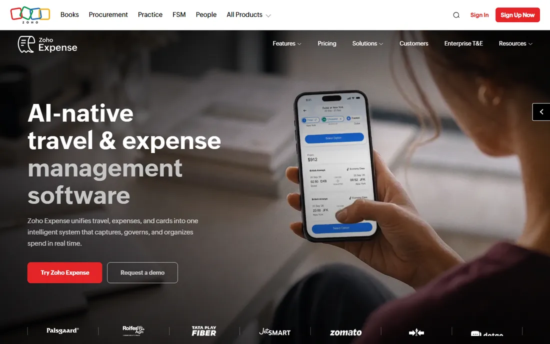 Zoho Expense homepage