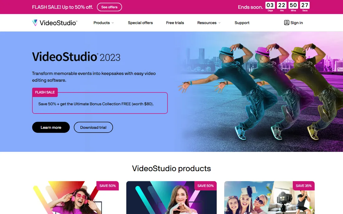 Corel VideoStudio homepage