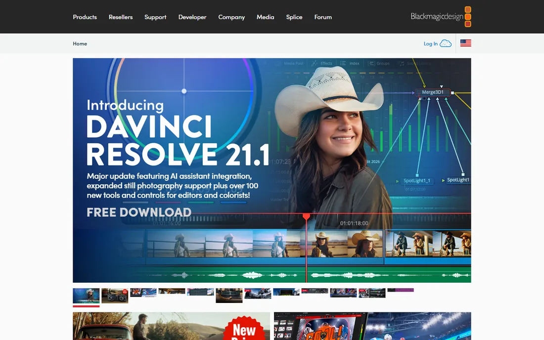 DaVinci Resolve homepage
