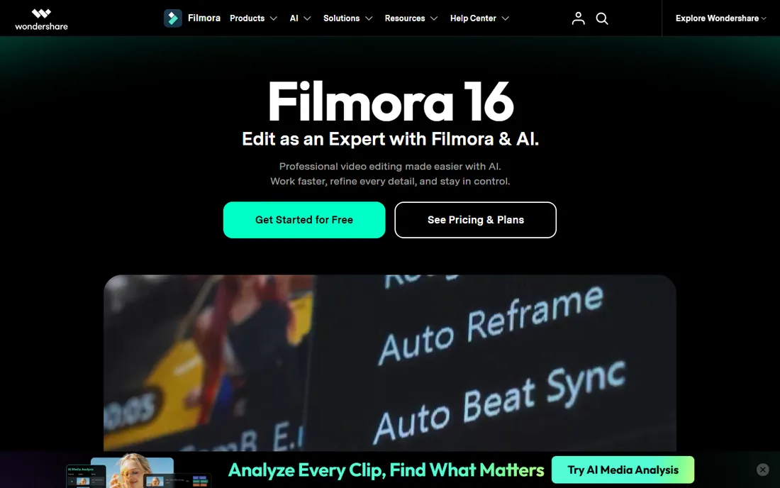 Filmora homepage