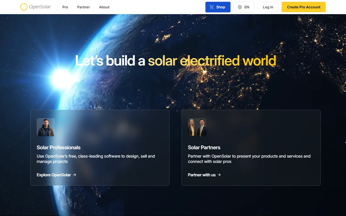 OpenSolar homepage