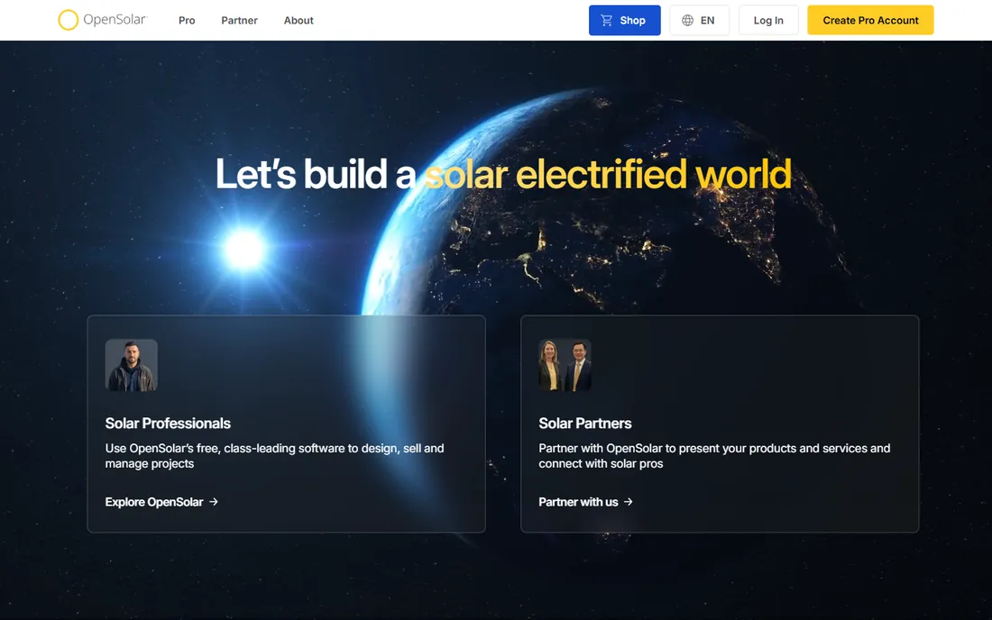 OpenSolar homepage