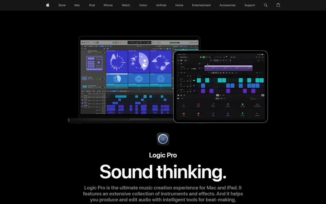 Logic Pro homepage
