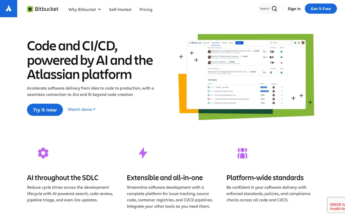 Bitbucket homepage