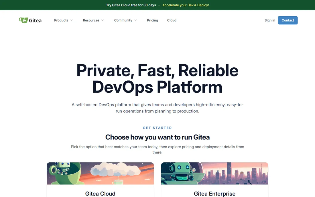 Gitea homepage