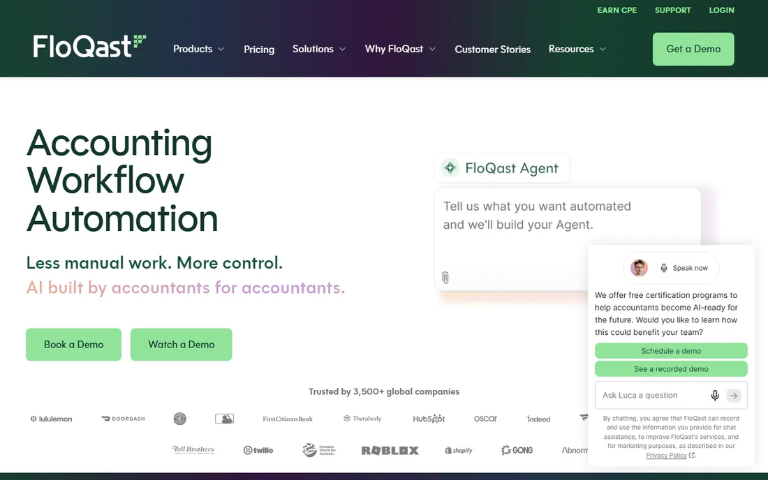 FloQast homepage