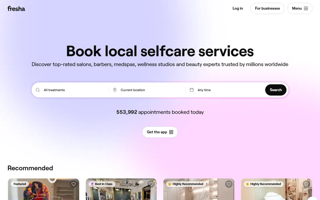 Fresha homepage