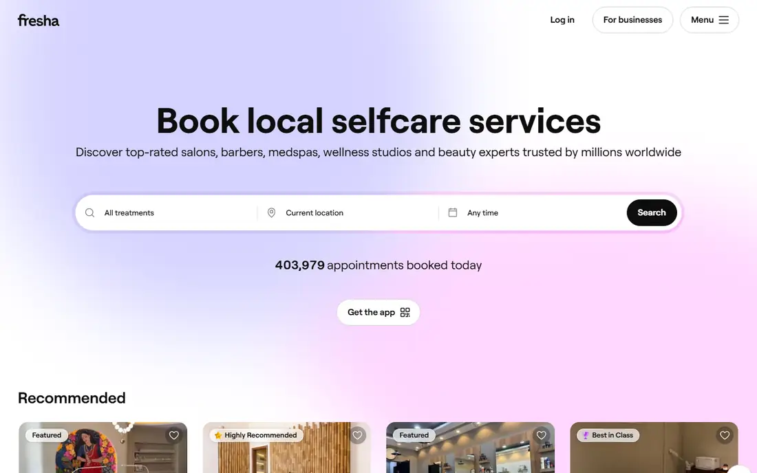 Fresha homepage