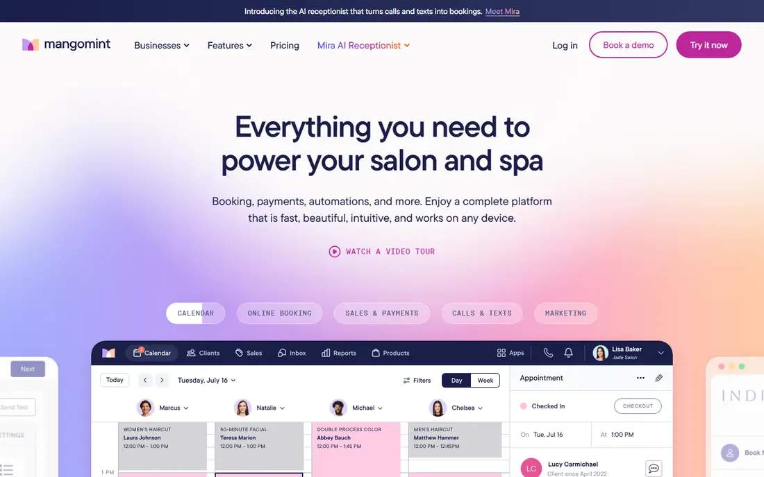 Mangomint homepage