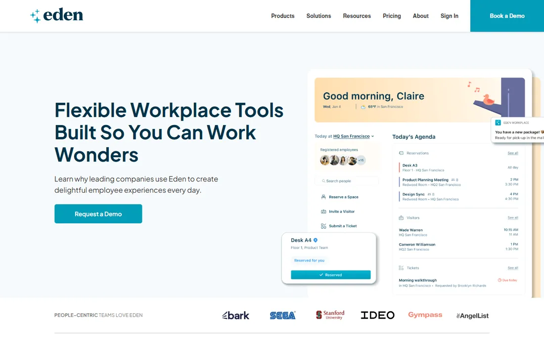 Eden Workplace homepage