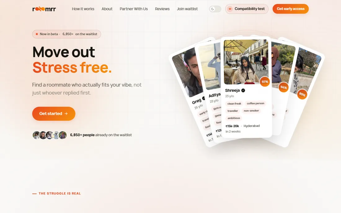 Roomrr homepage