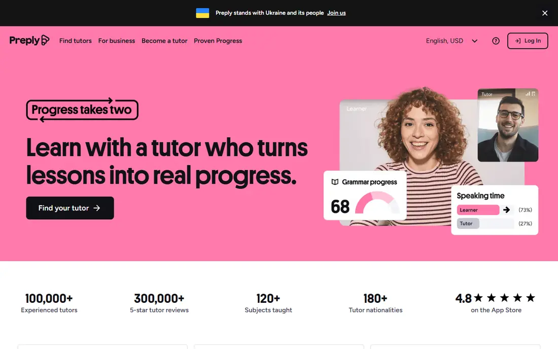 Preply homepage
