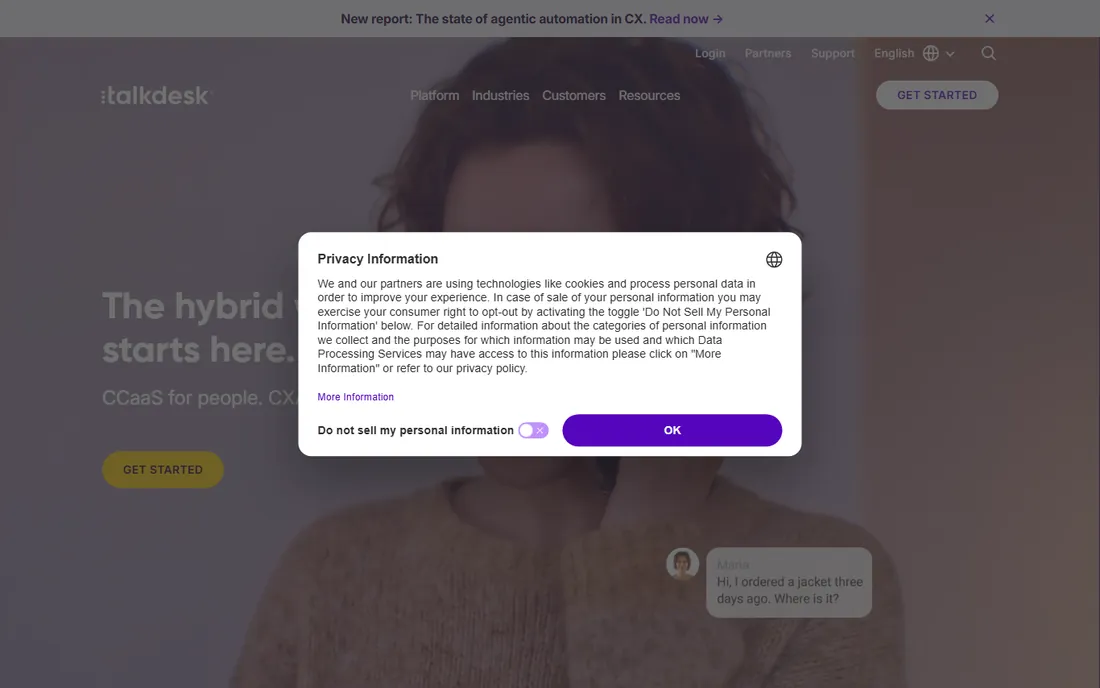 Talkdesk homepage