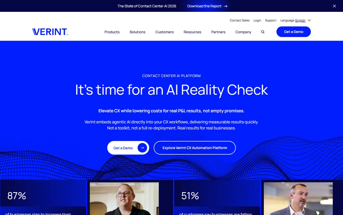 Verint homepage