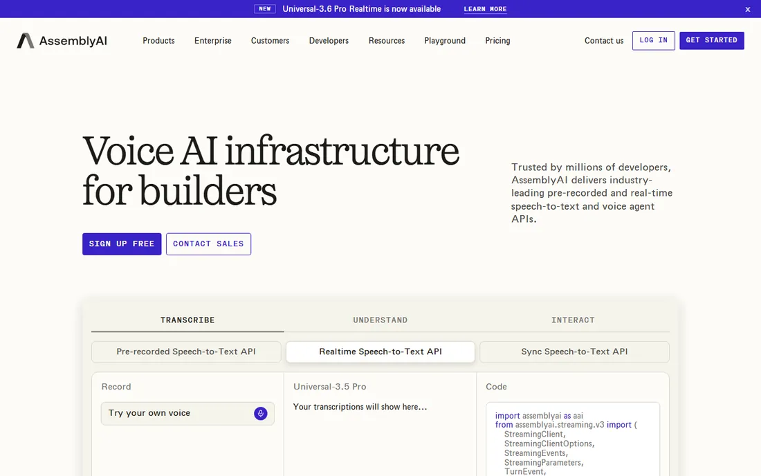 AssemblyAI homepage