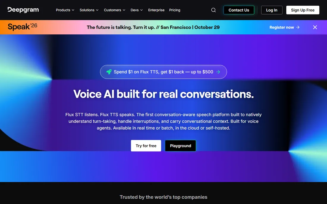 Deepgram homepage