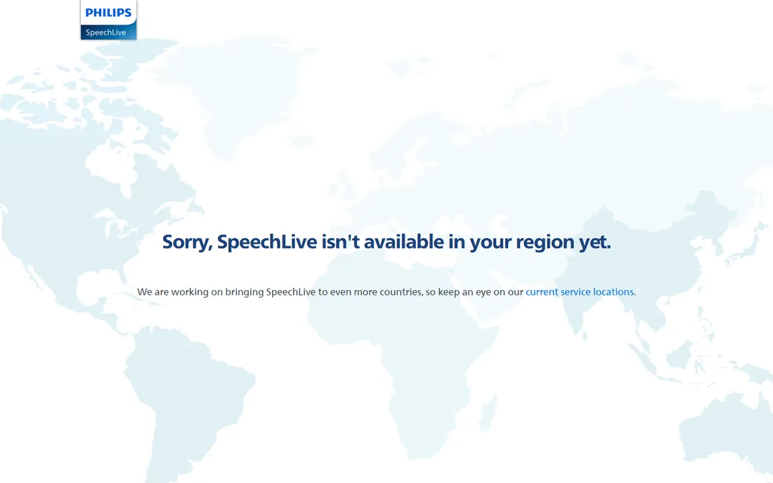 Philips SpeechLive homepage