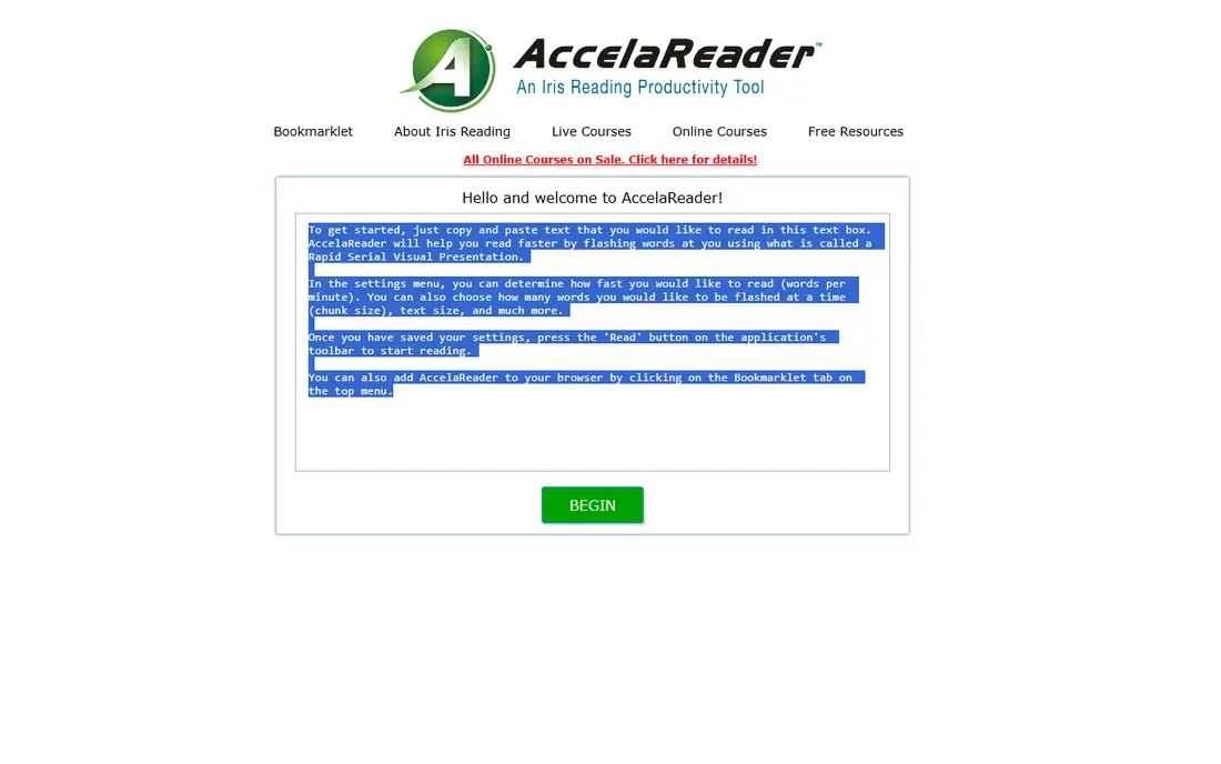 AccelaReader homepage