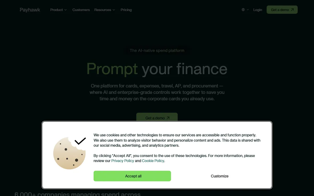 Payhawk homepage