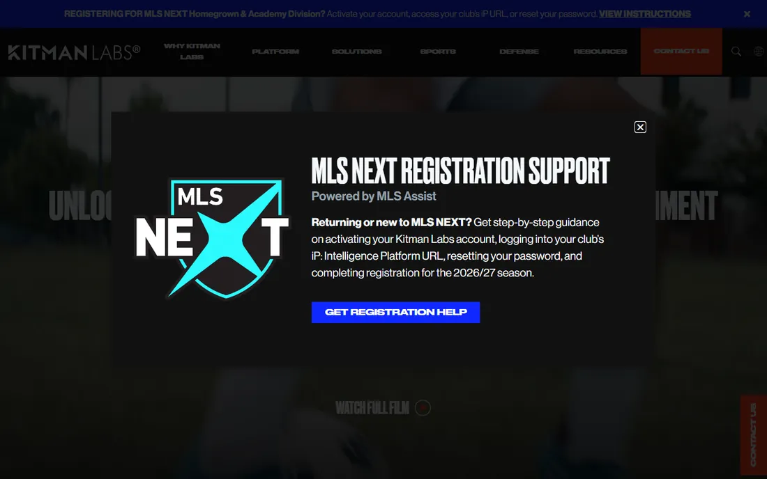 Kitman Labs homepage