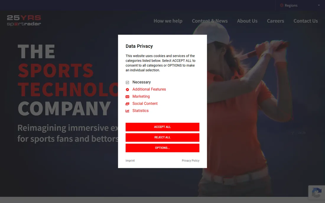 Sportradar homepage