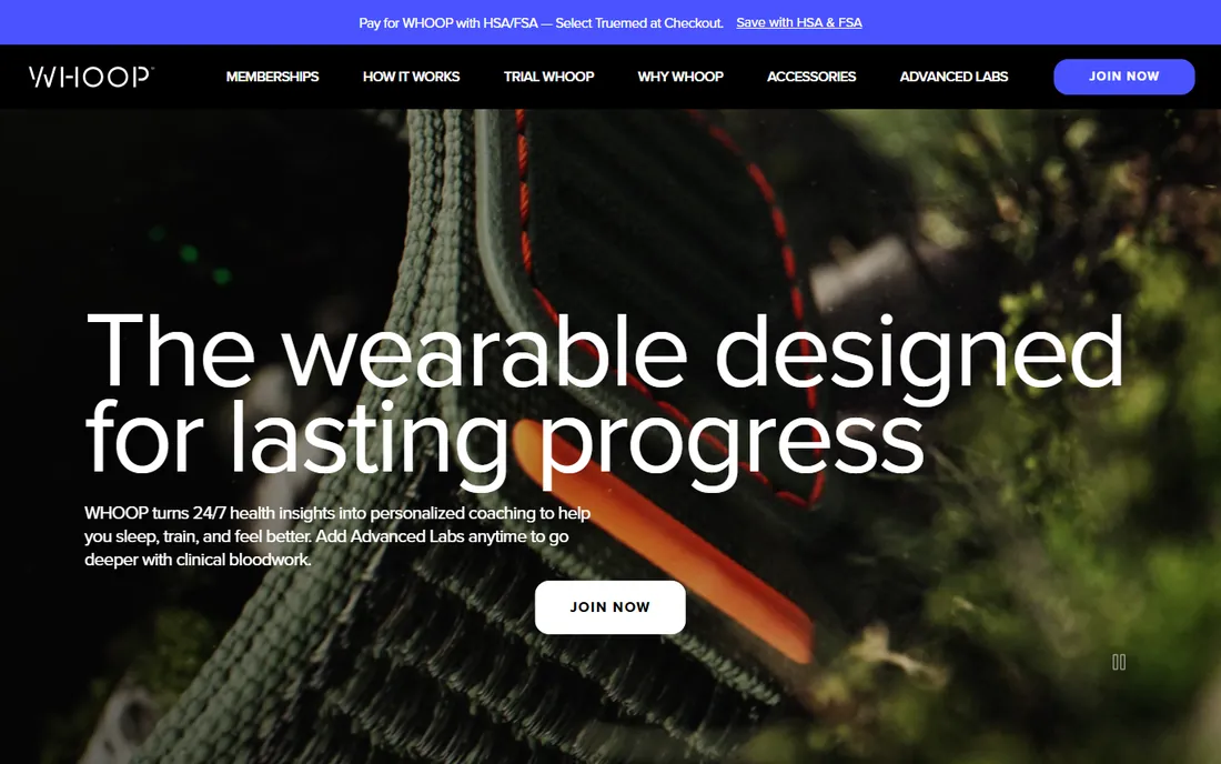 WHOOP homepage