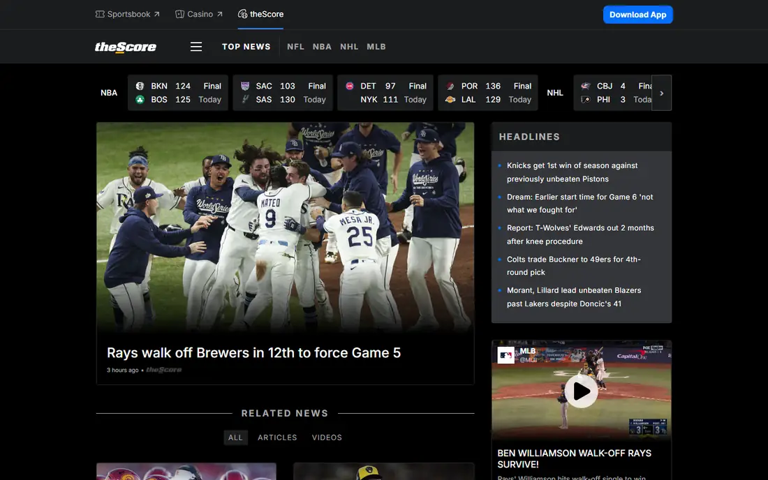 theScore homepage