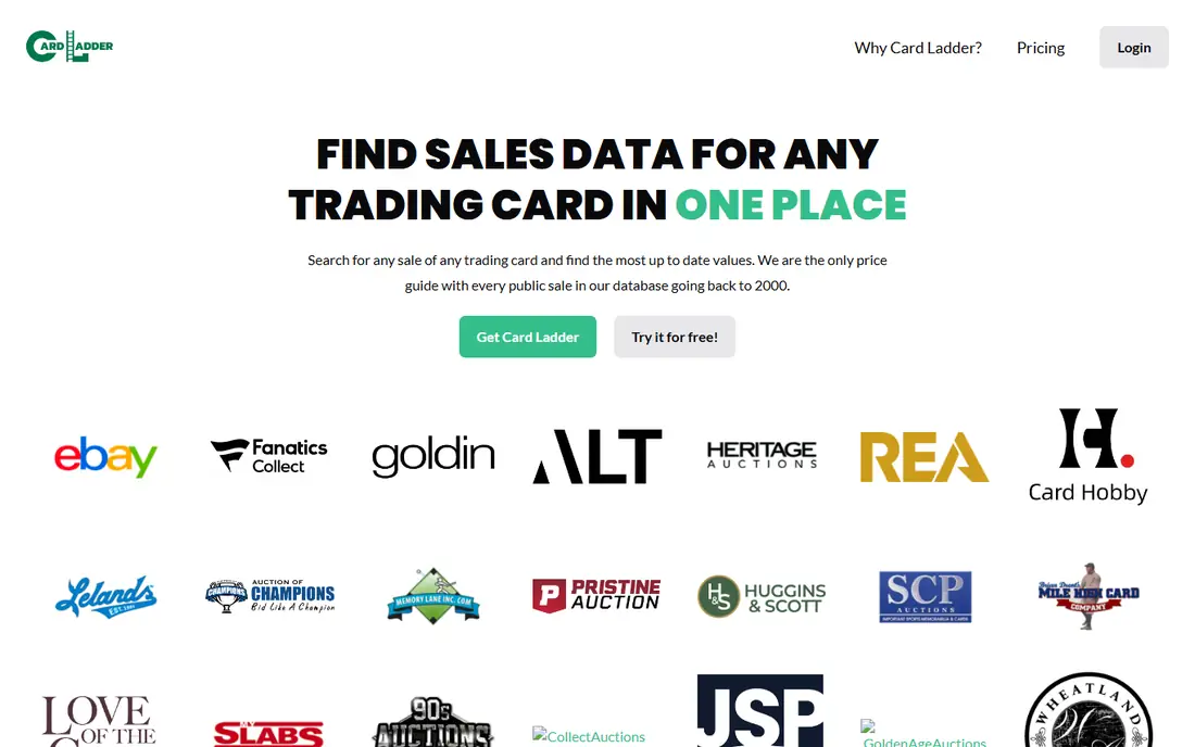 Card Ladder homepage