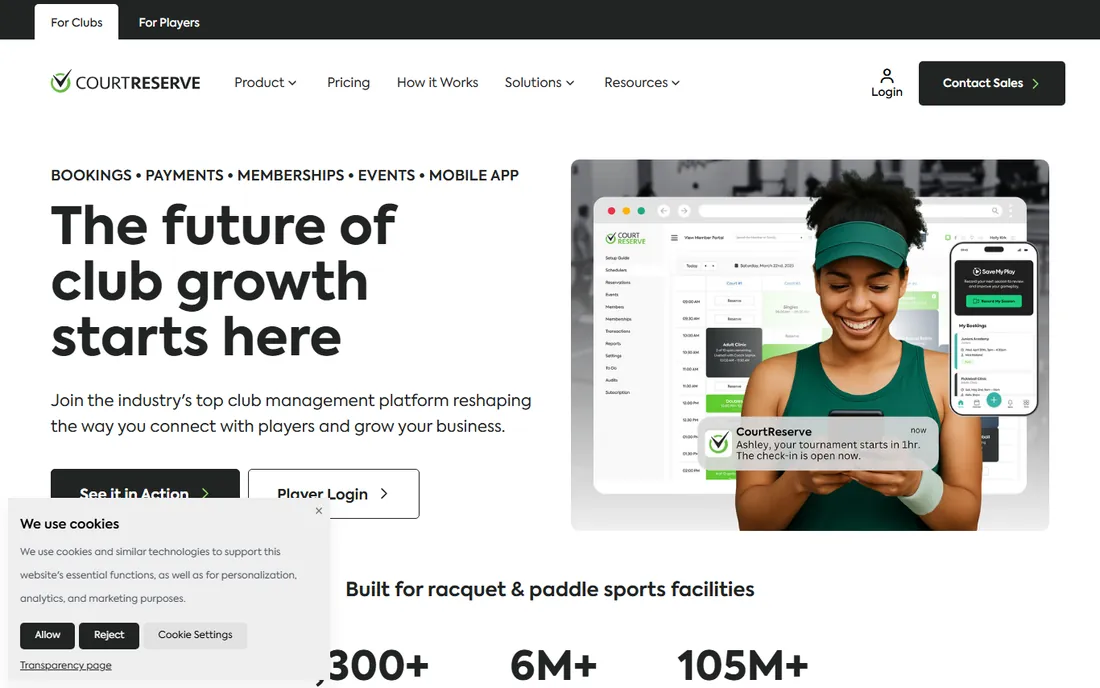 CourtReserve homepage