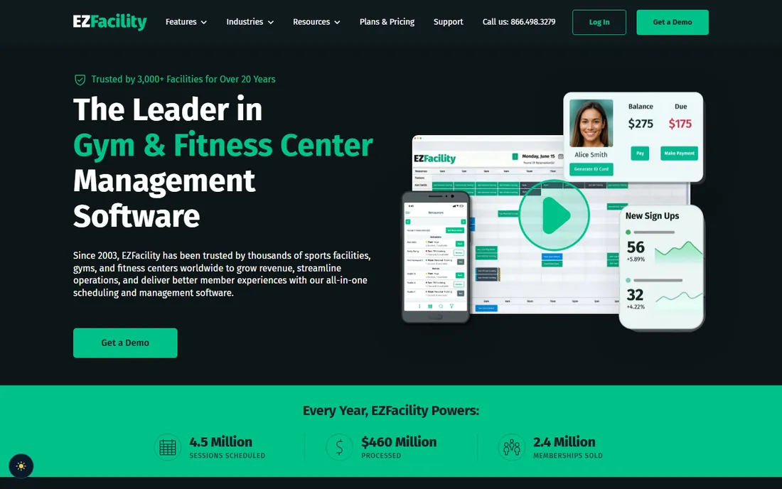 EZFacility homepage