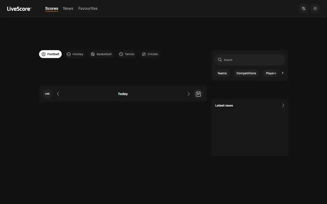 LiveScore homepage