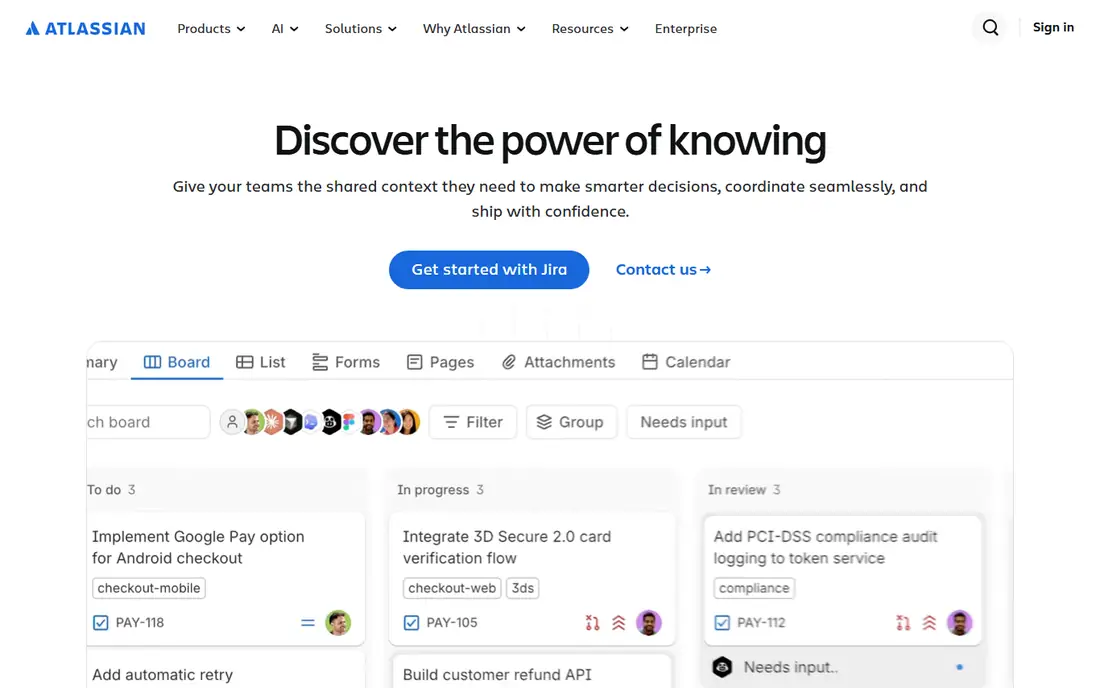 Jira homepage