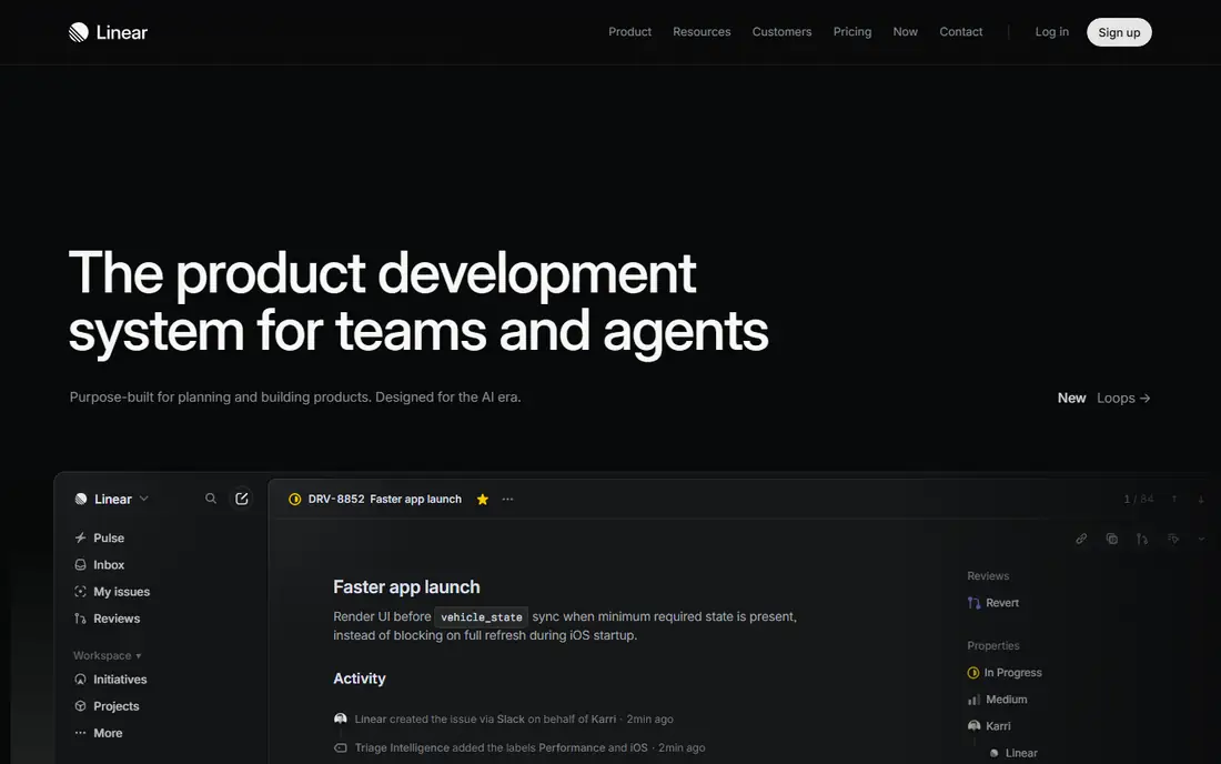 Linear homepage