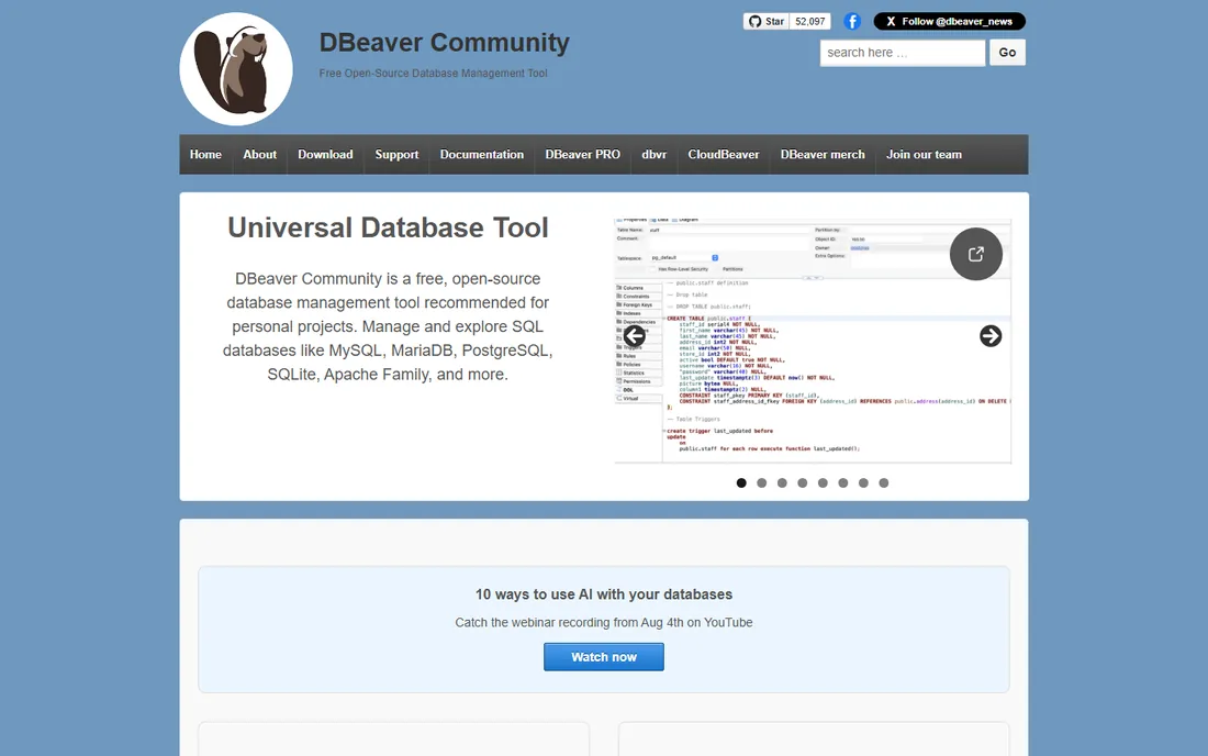 DBeaver homepage