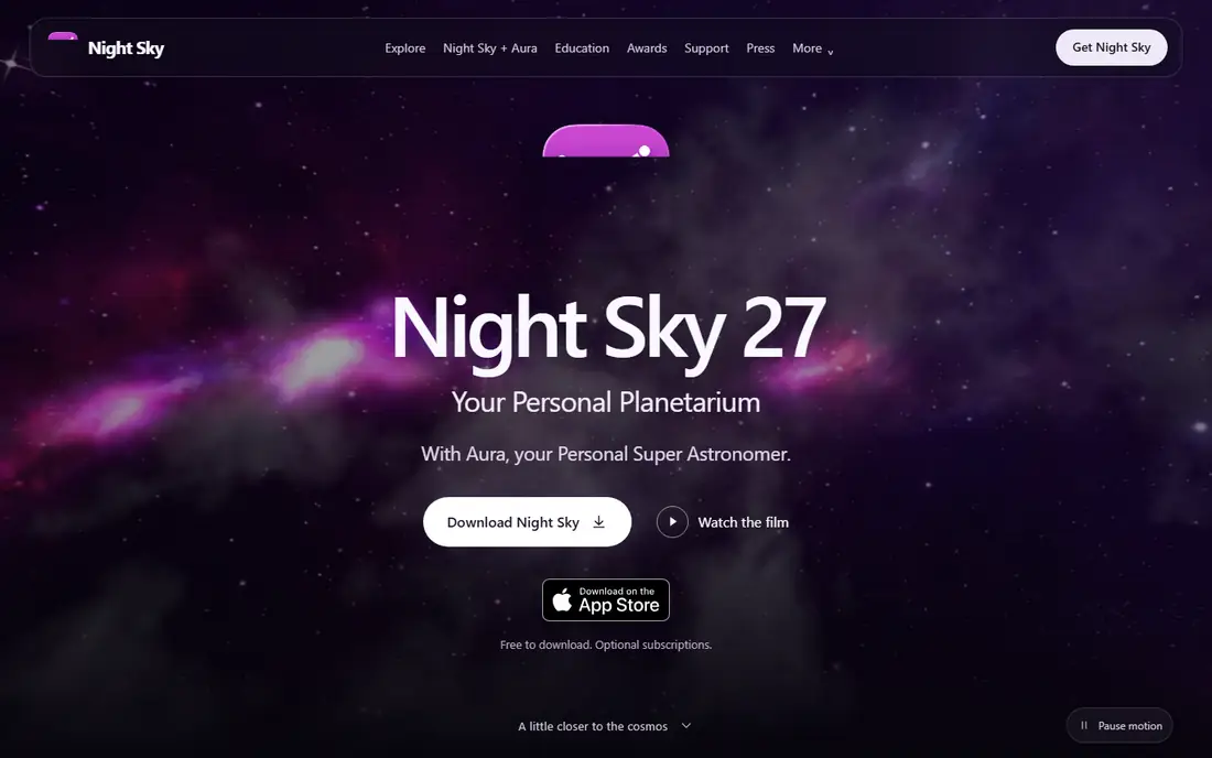 Night Sky homepage
