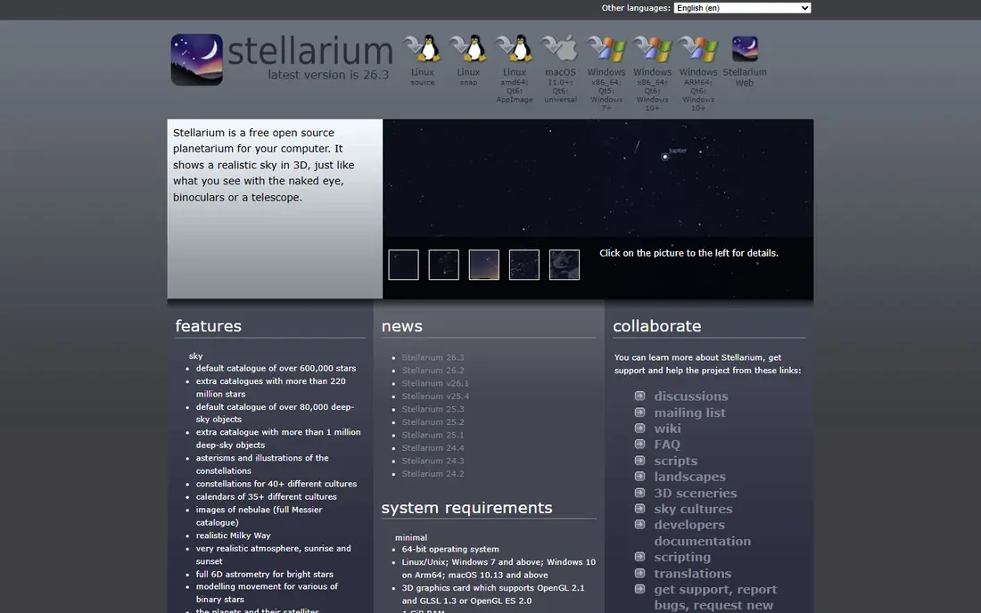 Stellarium homepage